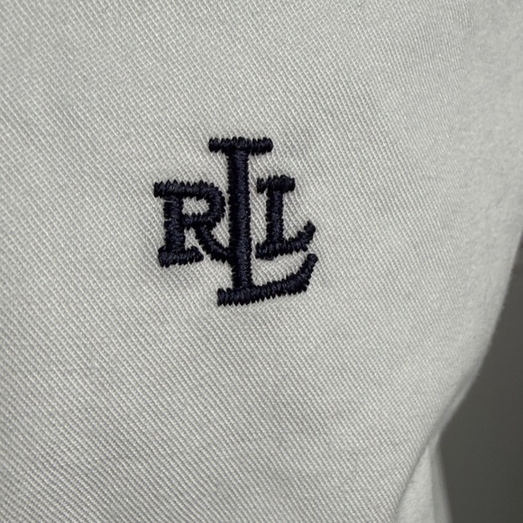 Ralph Lauren 100% Cotton White Button-Up with Navy collar and cuff trim accents - Picture 3 of 11